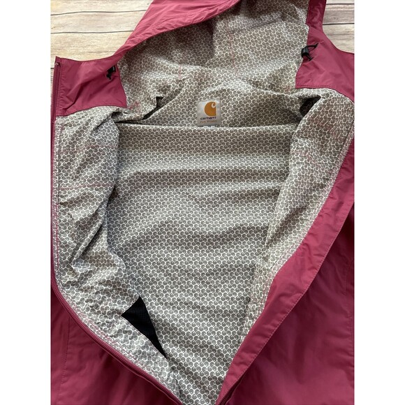 Carhartt Lightweight Nylon Rain Jacket Pink Mauve Women's XS Full Zip Hood - Picture 6 of 9